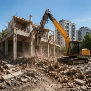 • تخریب ساختمان قدیمی با ماشین آلات سنگین